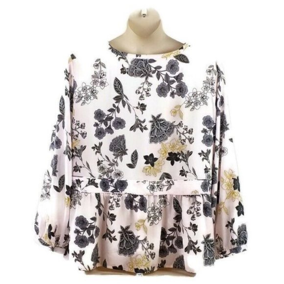 Loft Plus Pink Floral Print Long Sleeve Semi Sheer Blouse Womens Size 22 - Picture 5 of 16